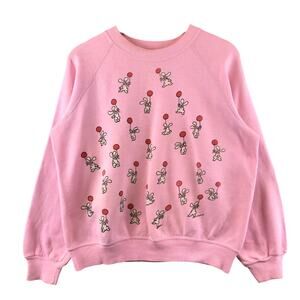 Vintage 80s Bunny Balloon Art Jim Benton all over print Sweater M